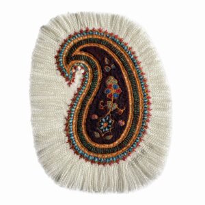 波斯 Pateh 桌布 – 克尔曼刺绣艺术，手工制作，佩斯利图案