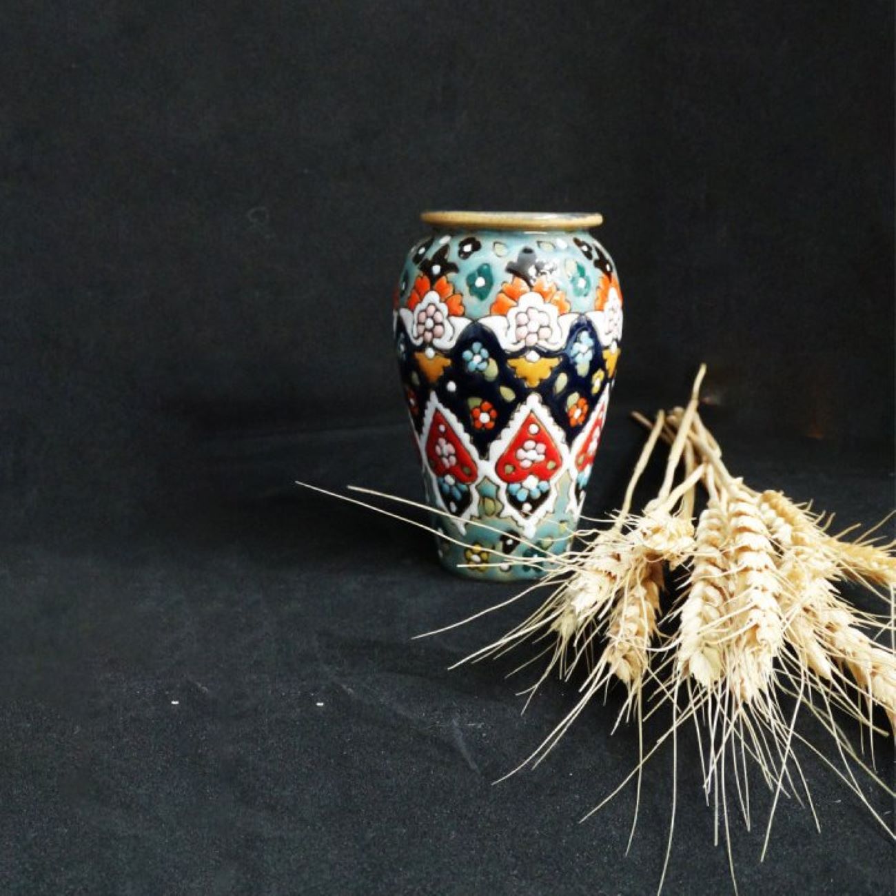 波斯陶瓷化妆刷收纳器,手工波斯珐琅(Minakari)