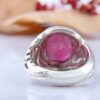 Thumbnail 5: 波斯红宝石银戒指，男士优雅手工制作