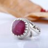 Thumbnail 4: 波斯红宝石银戒指，男士优雅手工制作