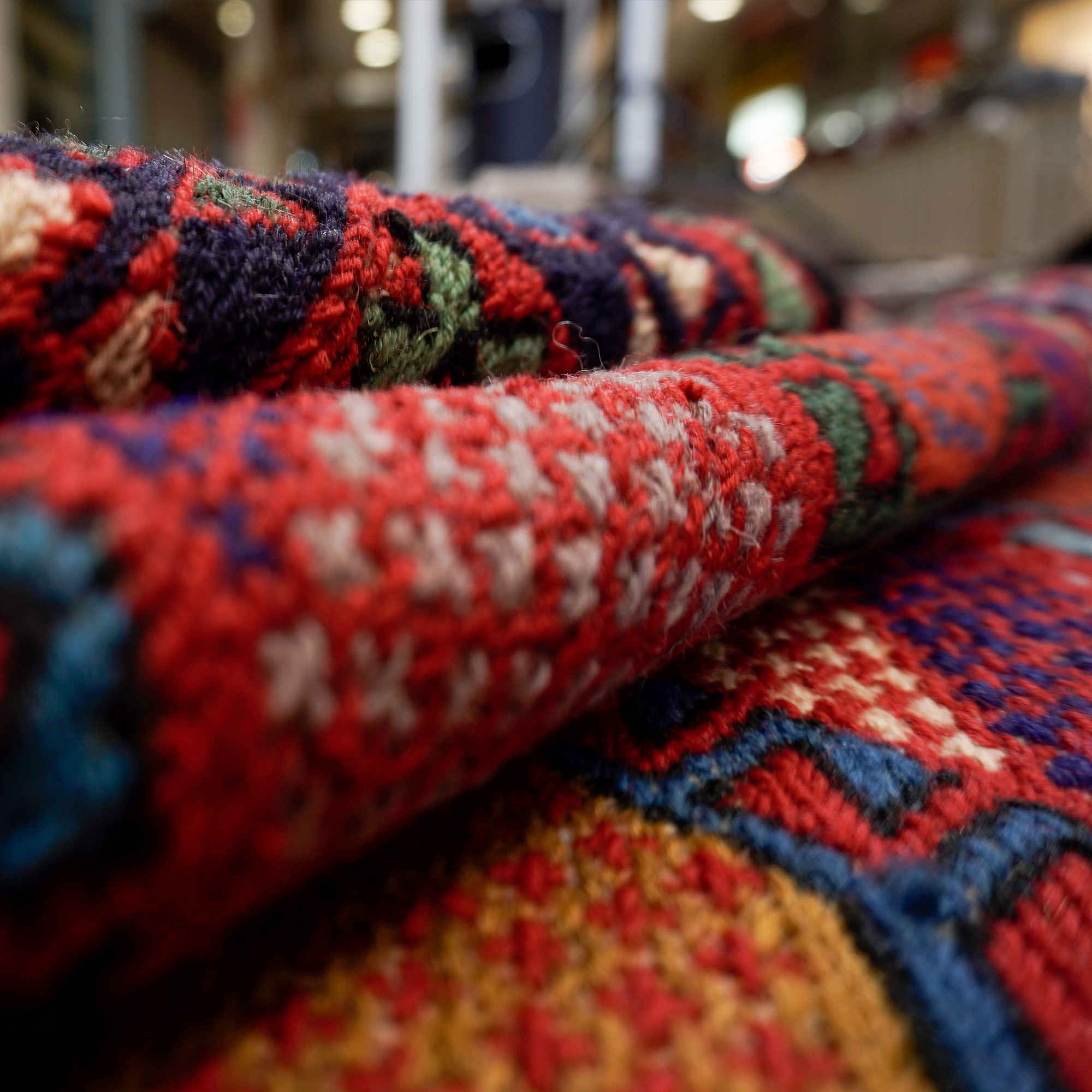 波斯地毯桌旗 – 手工编织,卡什凯几何风格