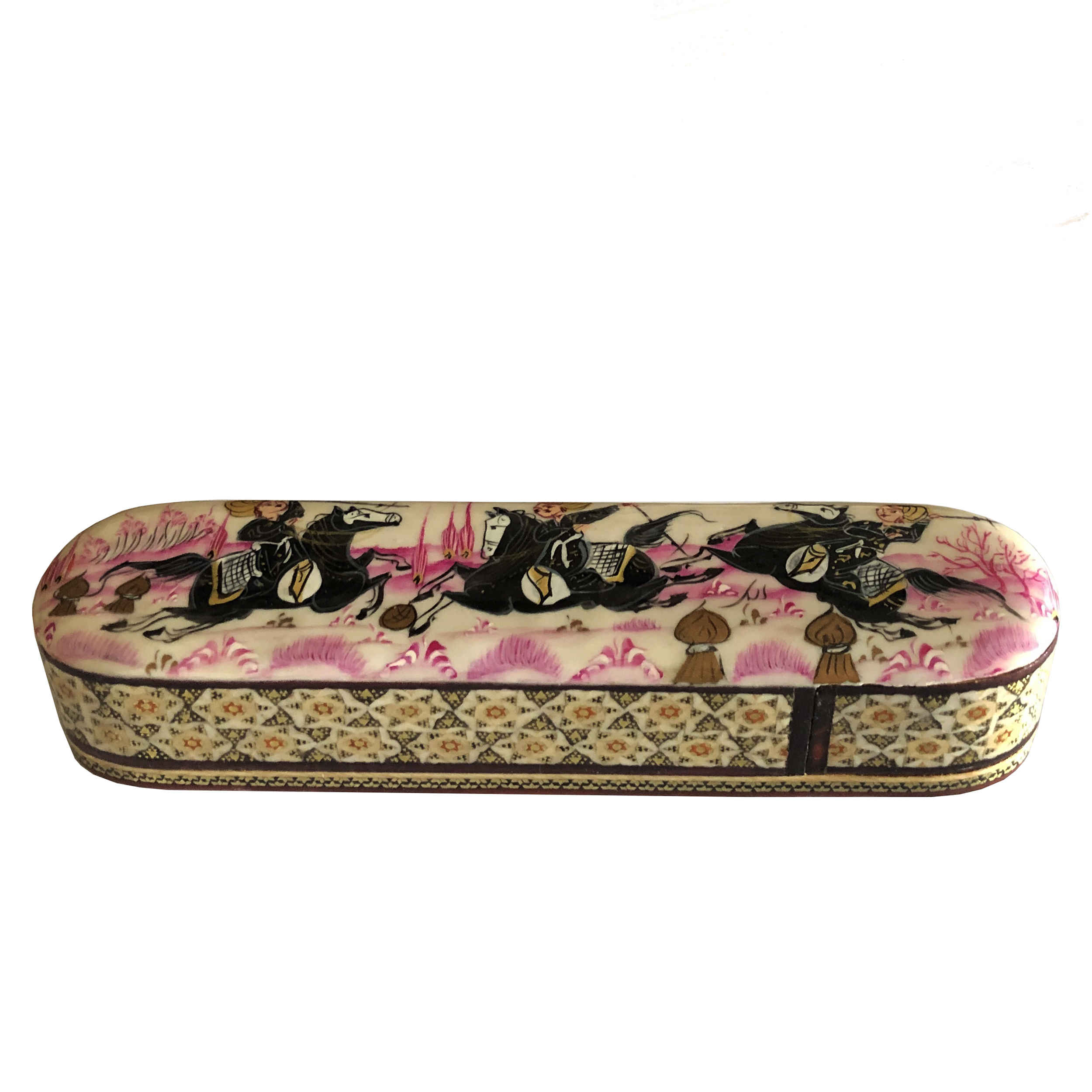 Main image of 波斯手工木质 Khatamkari 笔盒 – 马主题设计