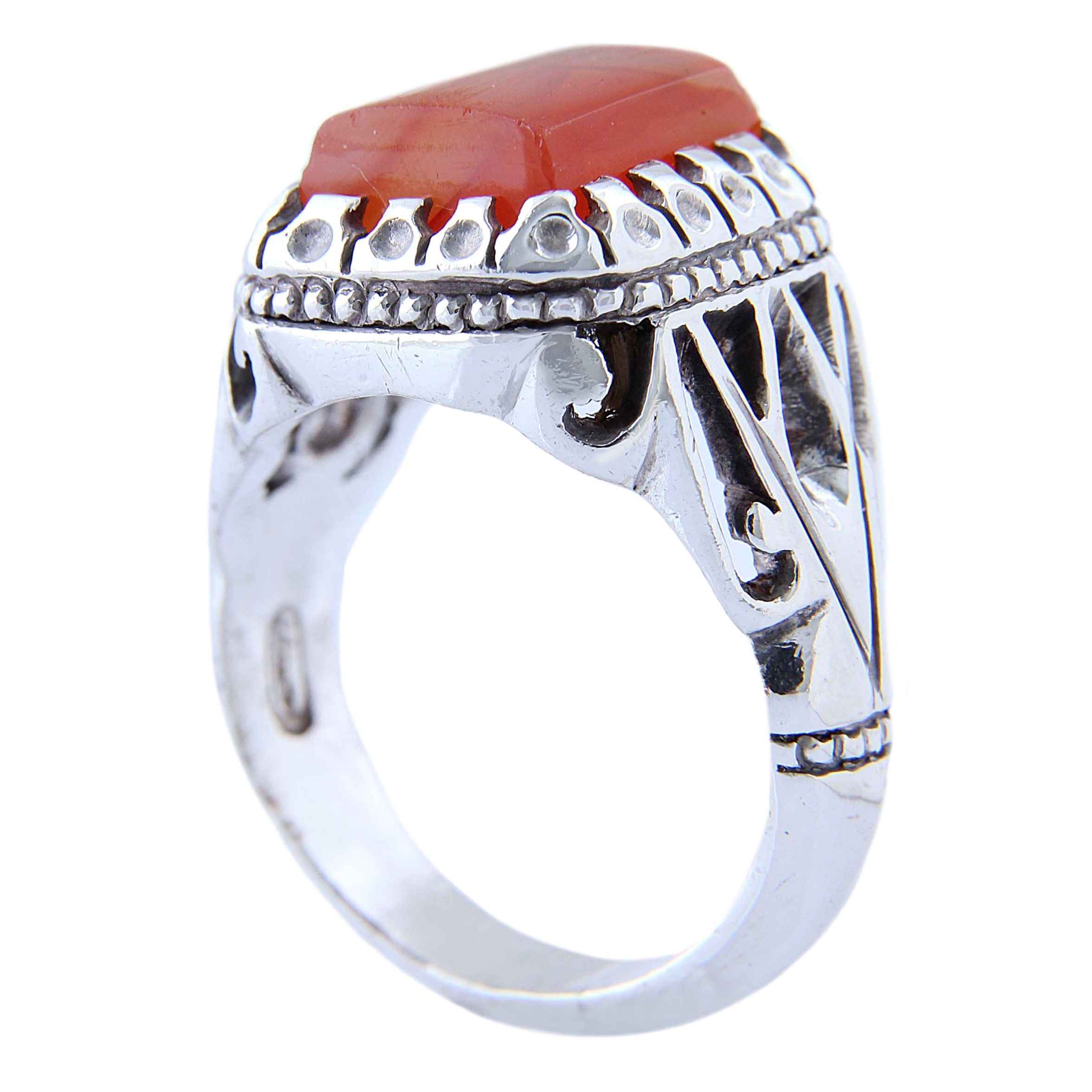 Main image of 波斯也门阿基克银戒指，男士手工制作