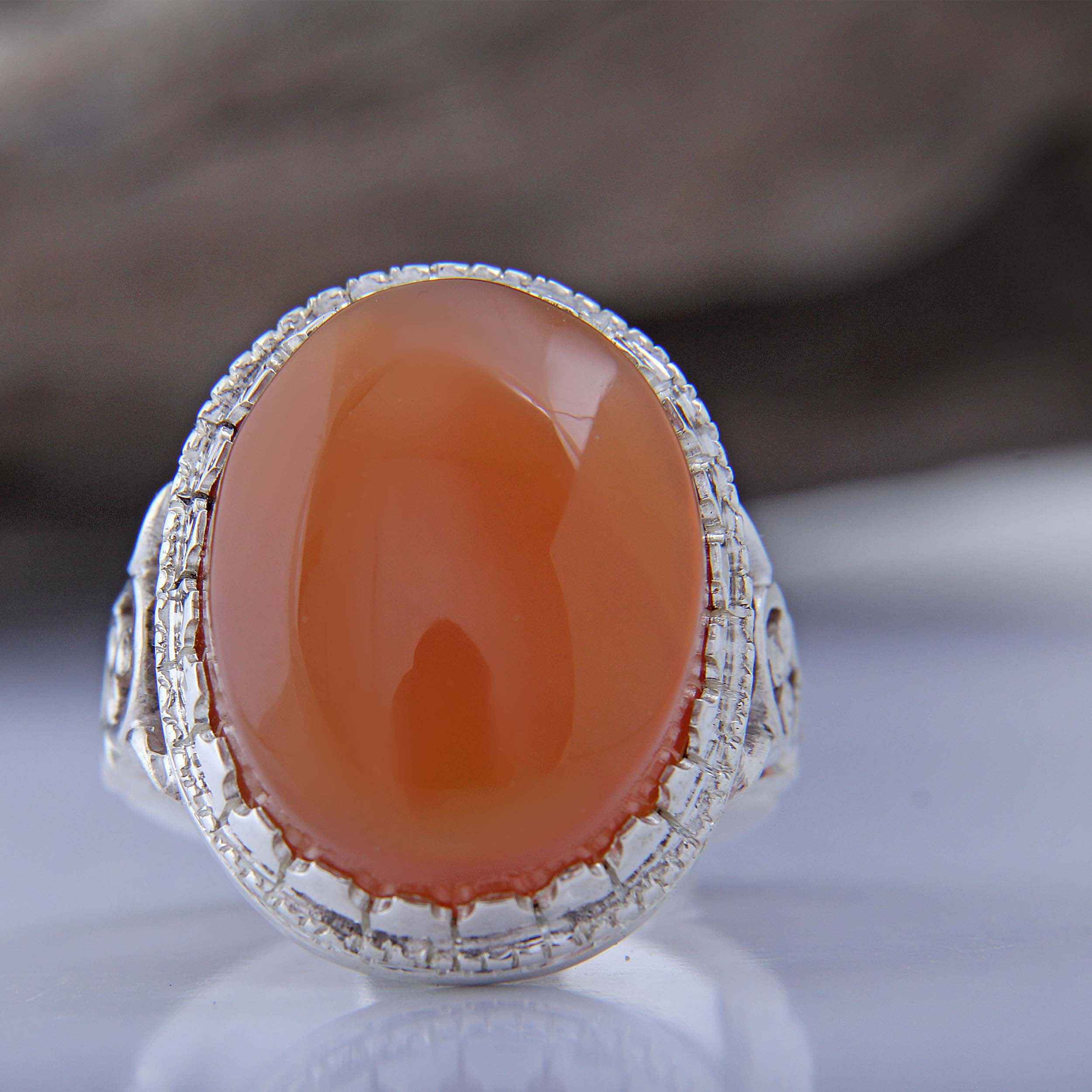 波斯也门阿基克银戒指,男士手工制作,Palace款