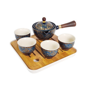 日式瓷器茶具套装 – 360°旋转茶壶设计