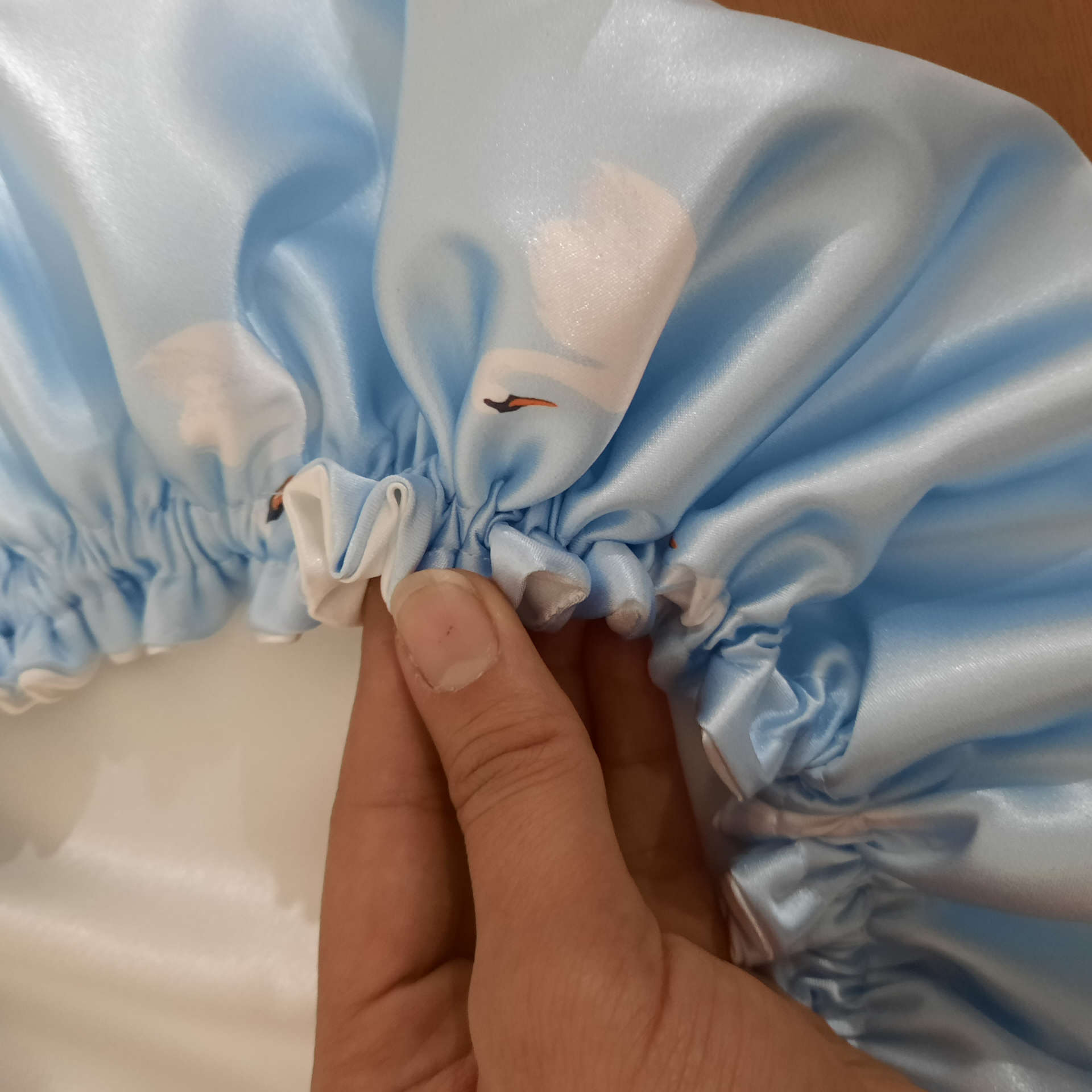 丝绸缎奢华夜睡帽 – 女士天鹅图案款