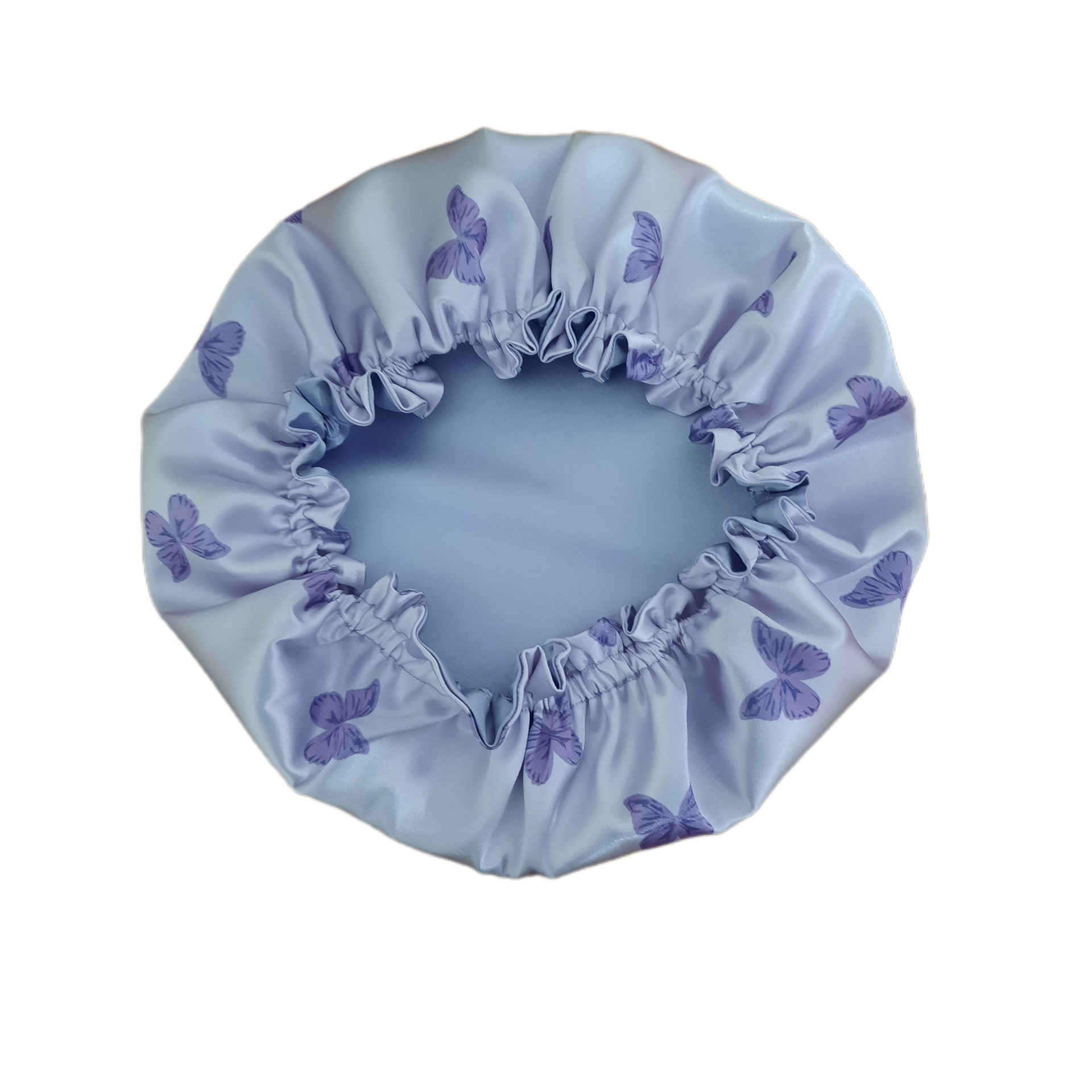 Main image of 丝绸缎奢华夜睡帽 – 女士蝴蝶蓝款