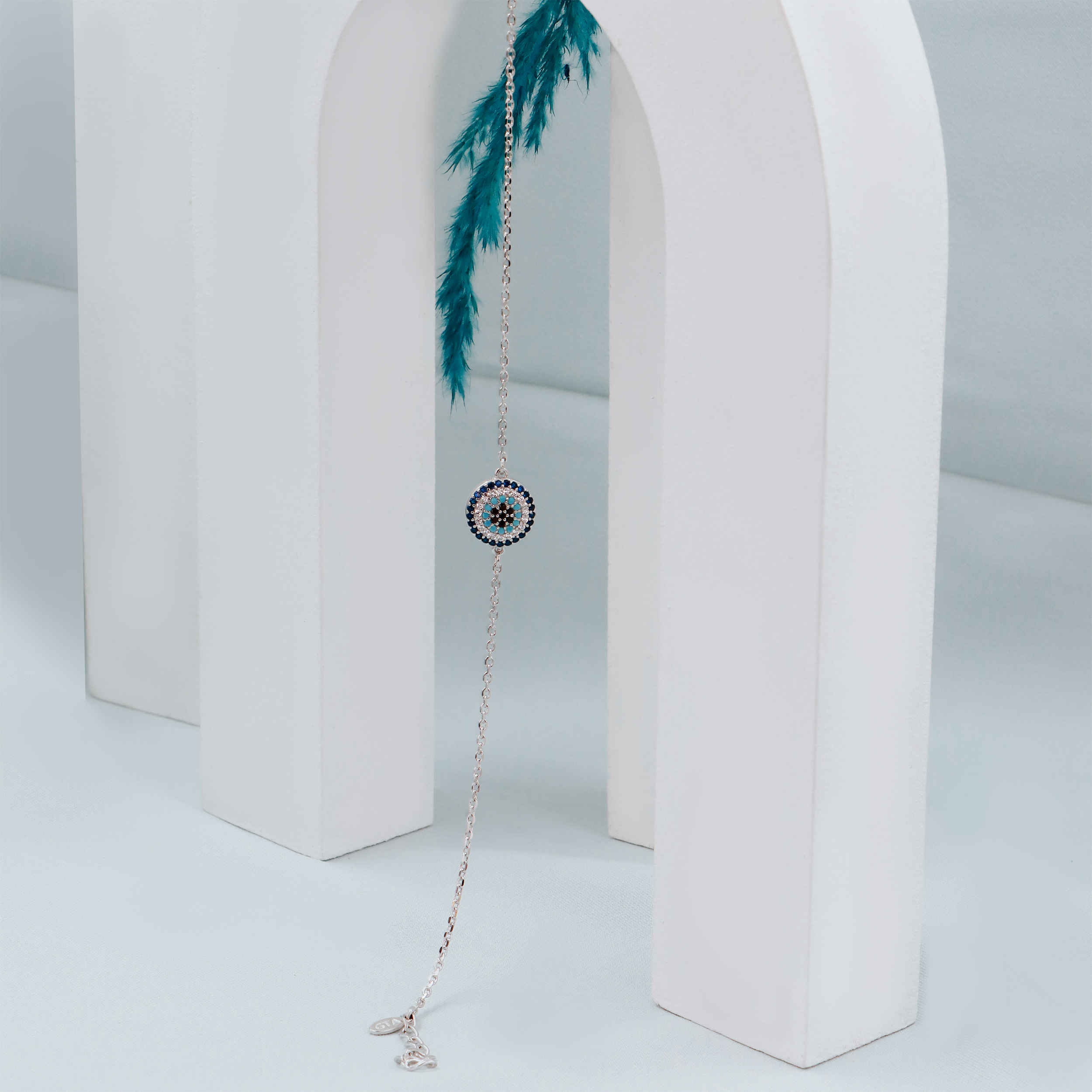 女士银手链 – 邪眼设计