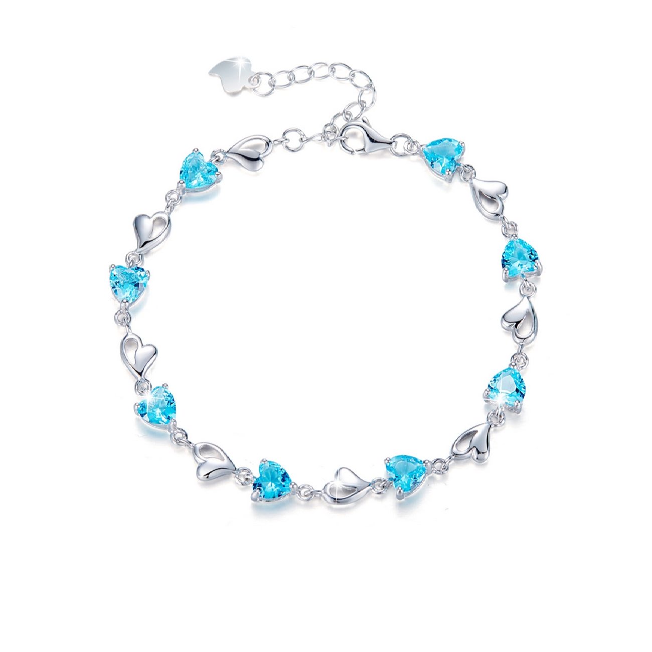 Main image of 女士银手链 – 小蓝心设计