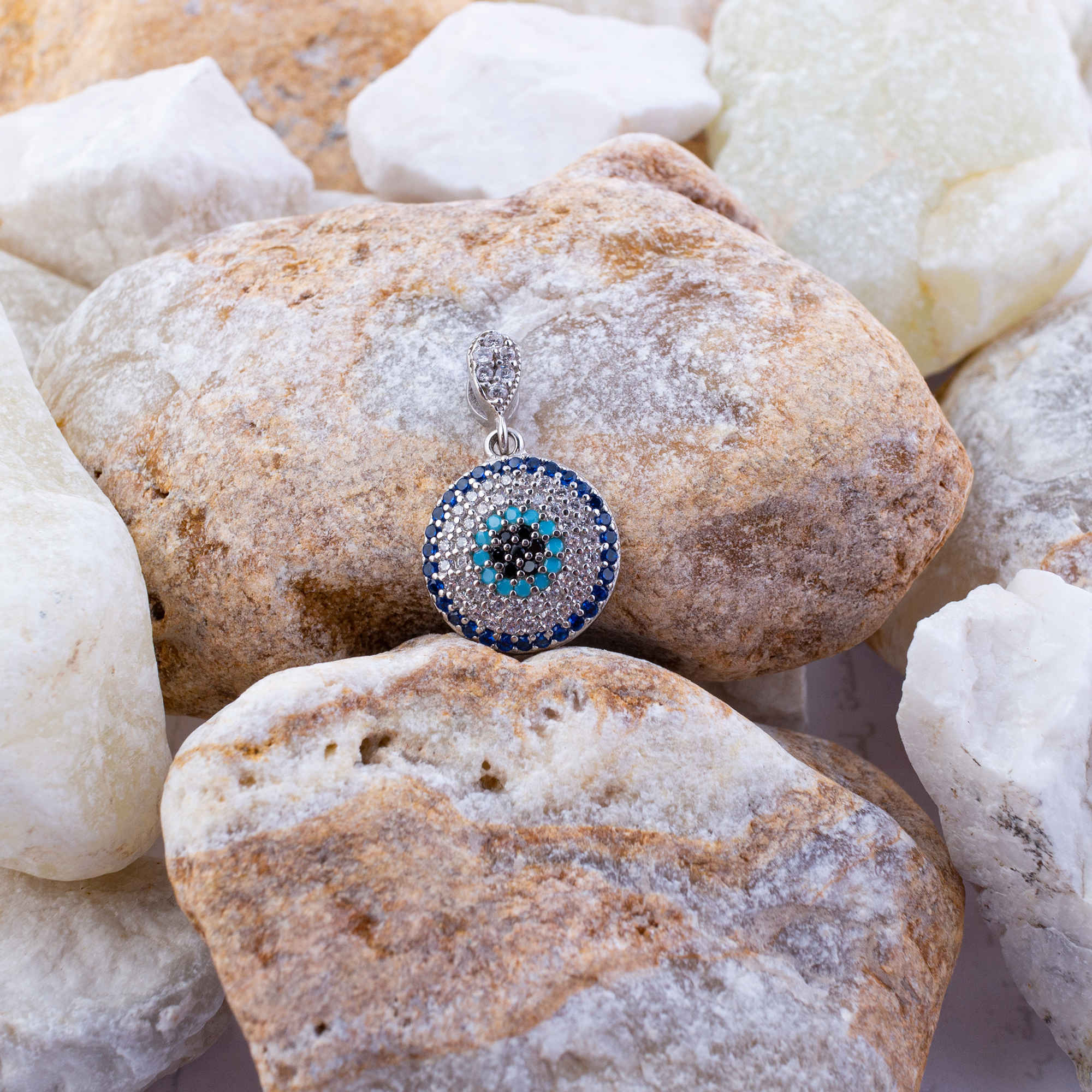 银质项链吊坠,邪眼设计,女士款