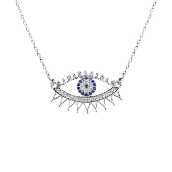 银质女性项链，邪眼设计
