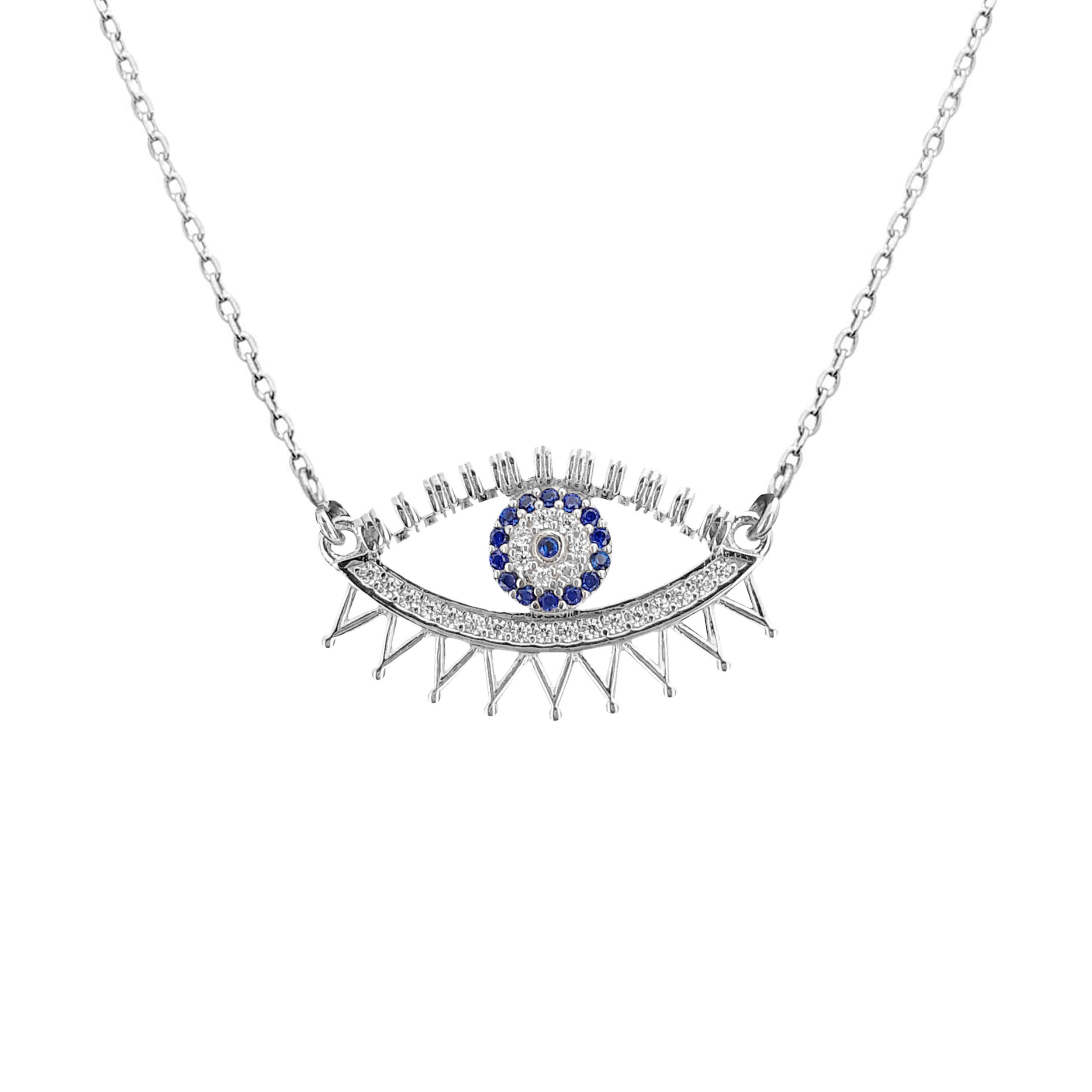 Main image of 银质女性项链，邪眼设计