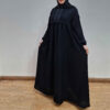 Thumbnail 5: 宽松款穆斯林女士阿巴亚——黑色绉纱面料