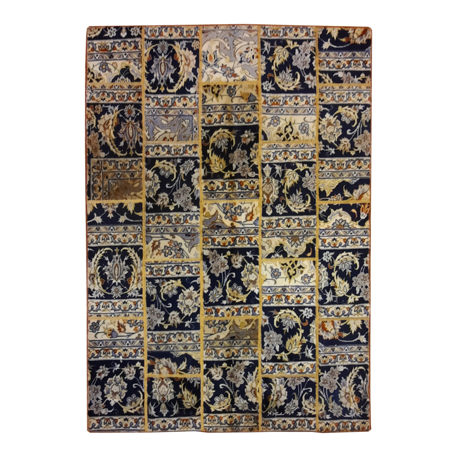 Main image of 复古波斯手工打结拼布地毯 黑色