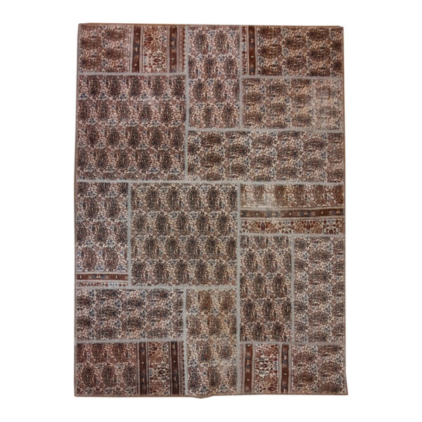 复古波斯手工打结拼布地毯 几何佩斯利