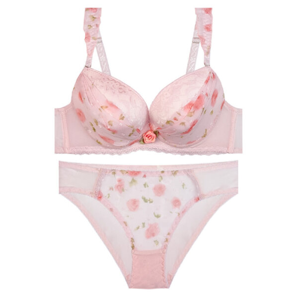 女士内衣套装 蕾丝聚拢文胸+丁字裤（Guipure款）