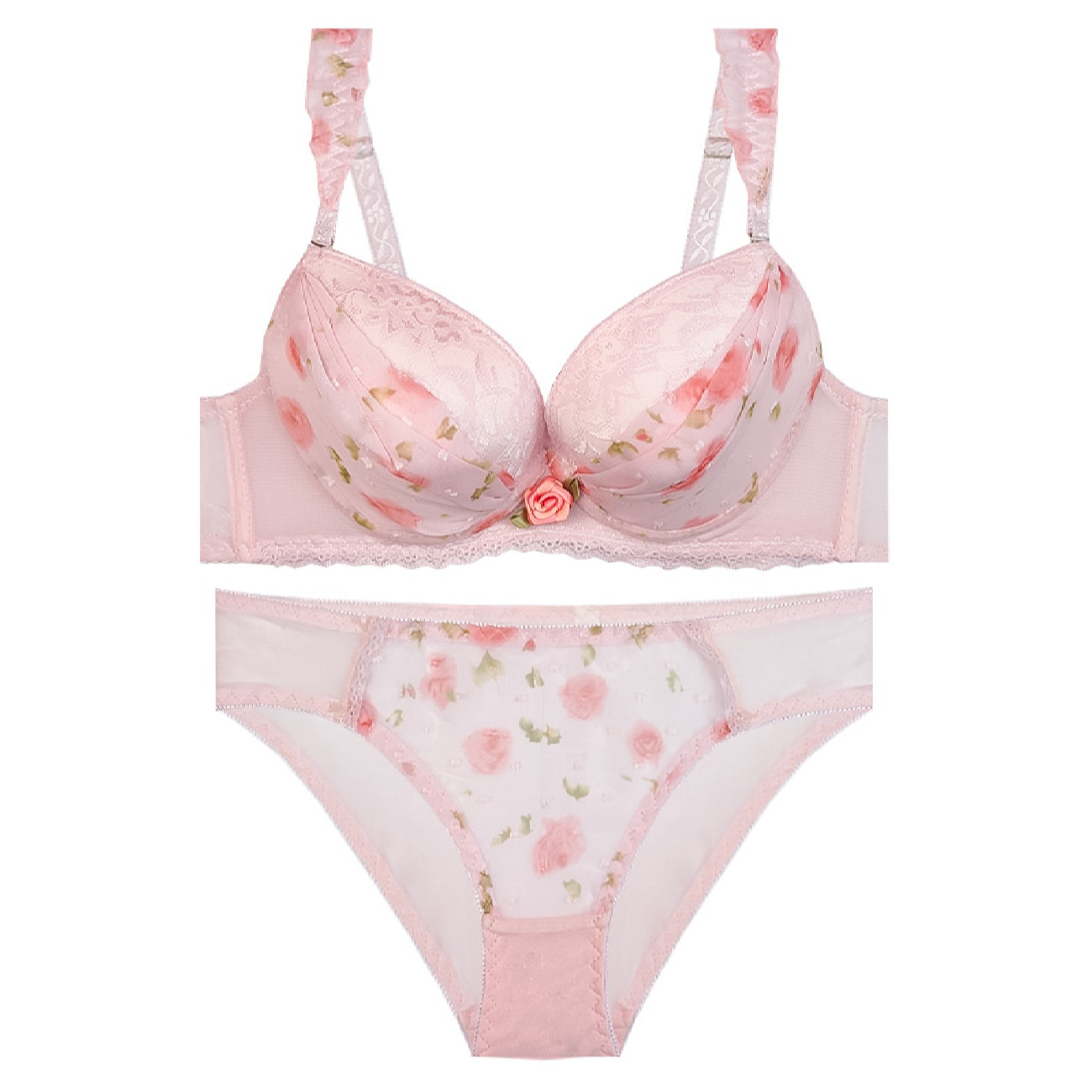 Main image of 女士内衣套装 蕾丝聚拢文胸+丁字裤（Guipure款）