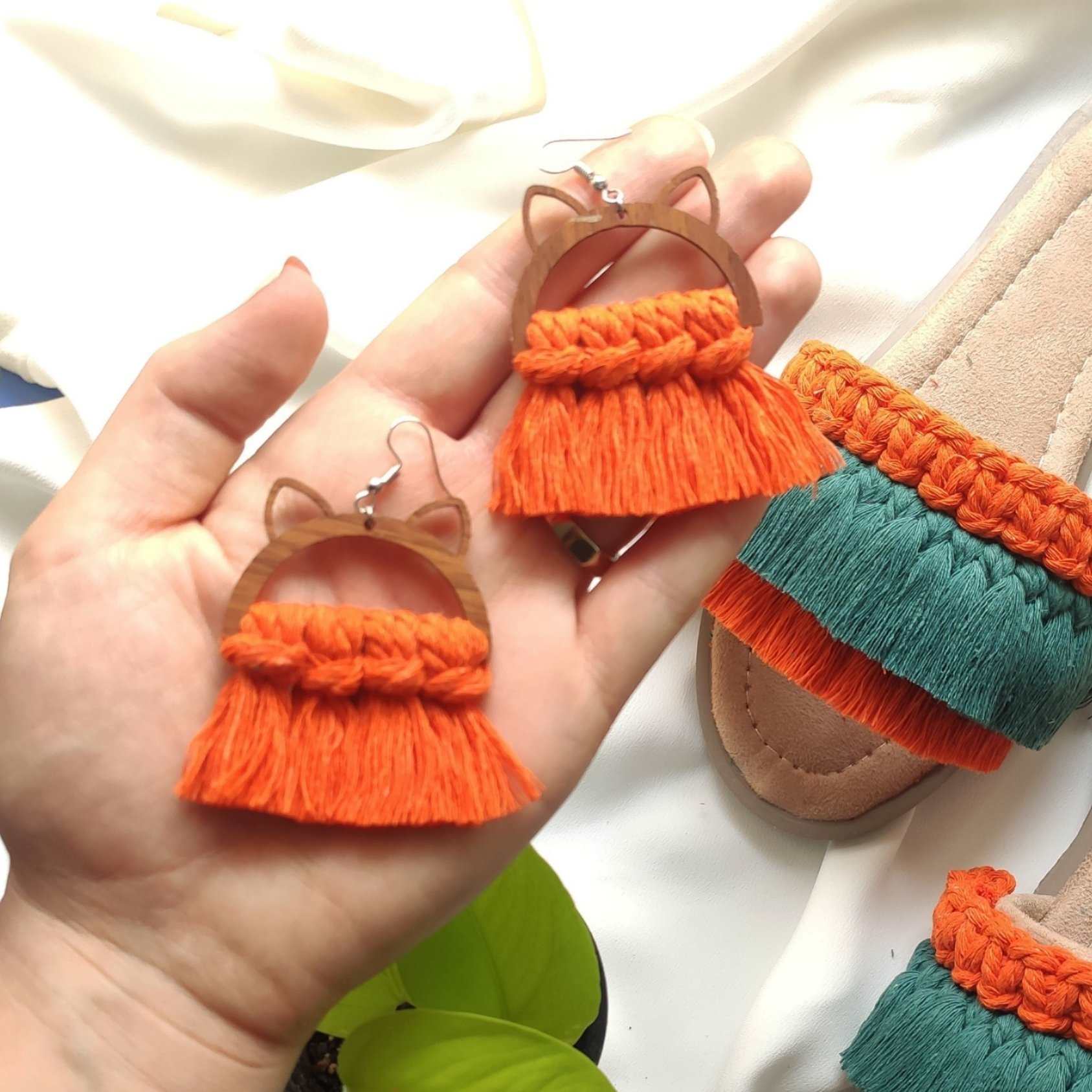 女士手工编织耳环 – 小猫款