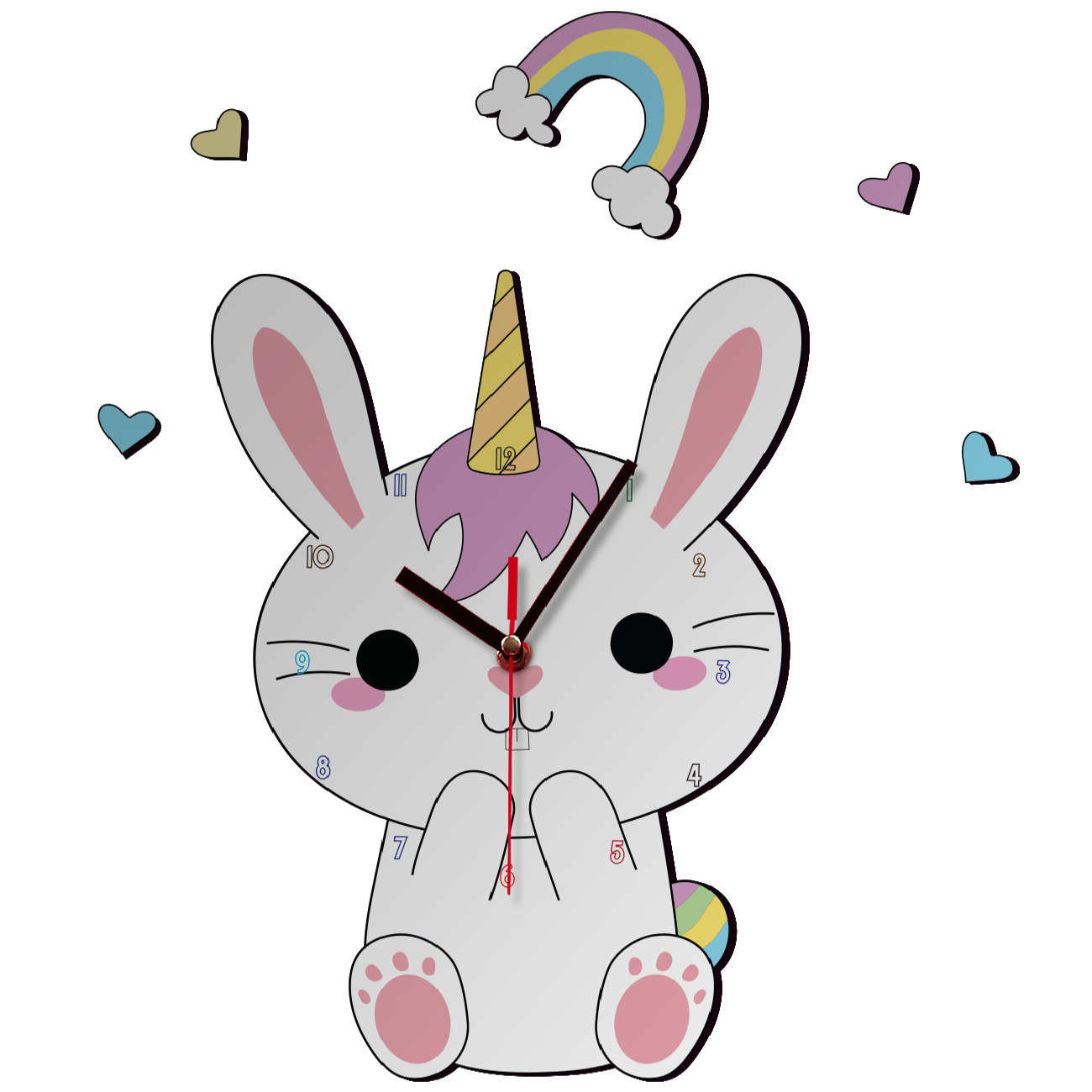 Main image of 木质儿童挂钟 – 兔子图案，儿童房装饰