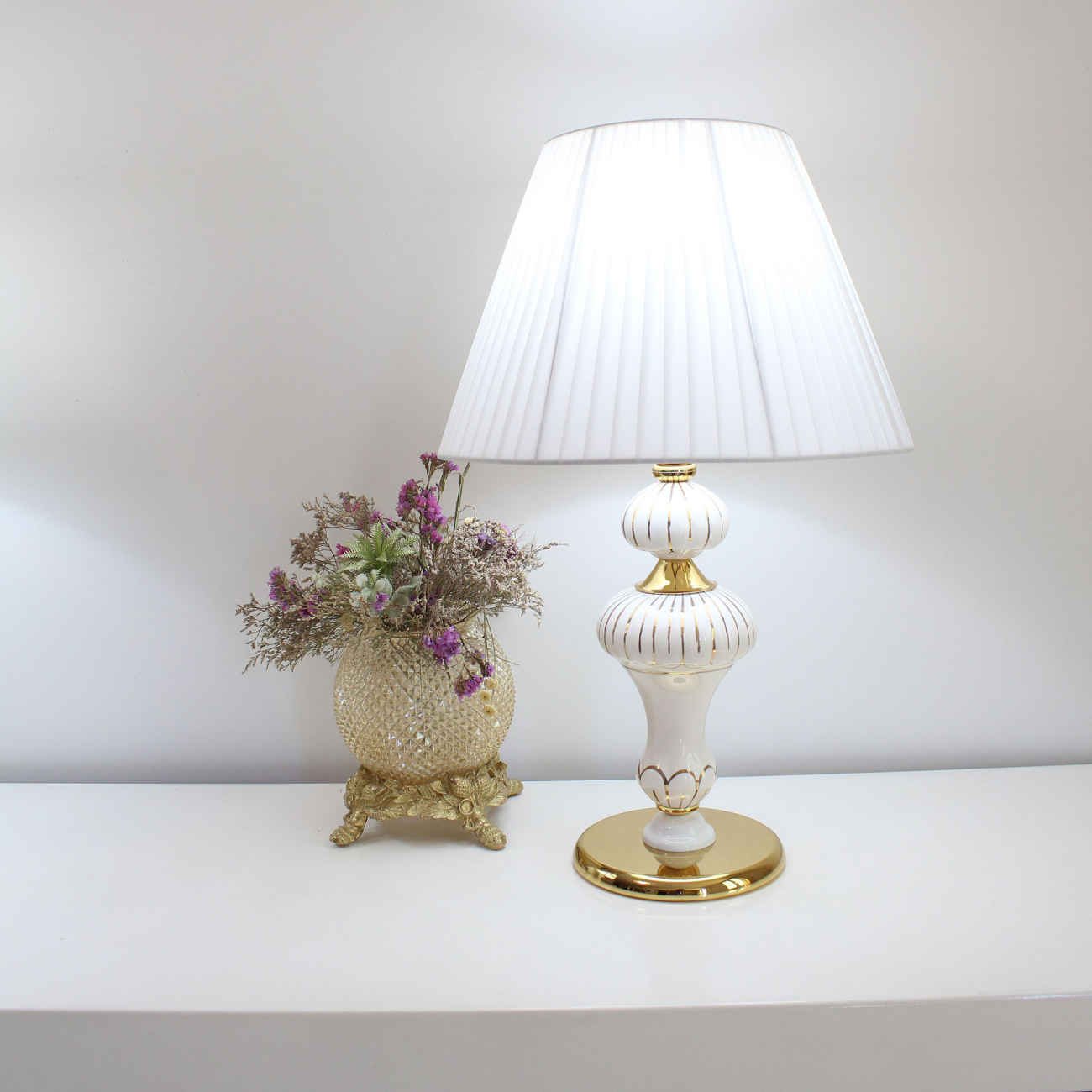 手工陶瓷花瓶台灯（布艺灯罩）