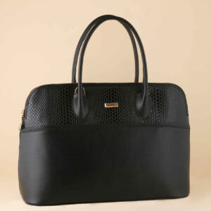 黑色Bauletto皮革手提包 – 大容量款