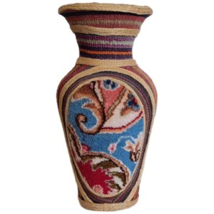 装饰陶瓷花瓶 – 手工制作 波斯 Jajim 与 Kilim 地毯图案
