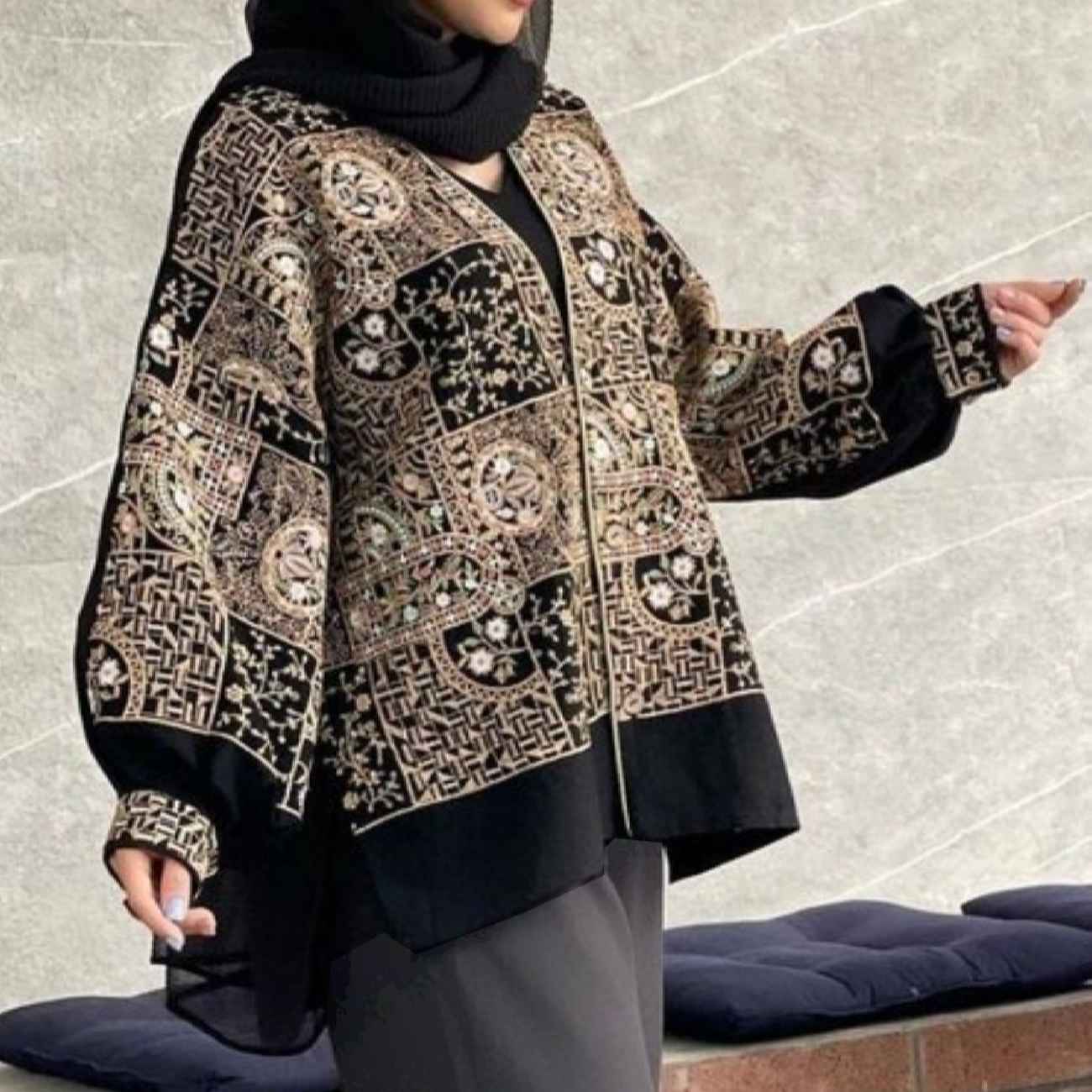 优雅波斯刺绣Manto,适合各种场合