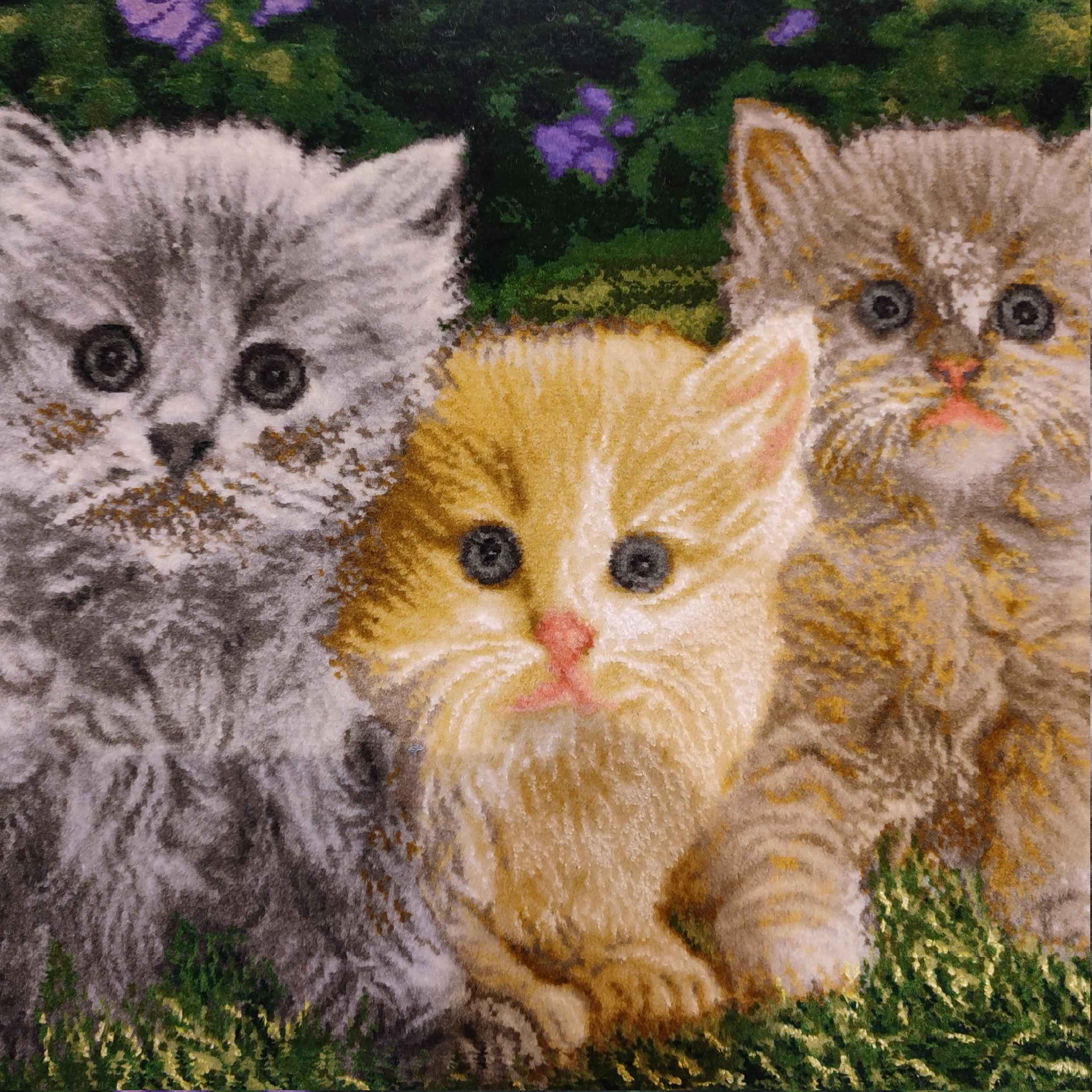 手工打结波斯地毯(大不里士) – 小猫图案