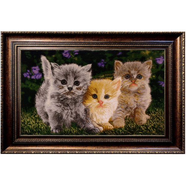 手工打结波斯地毯（大不里士） – 小猫图案