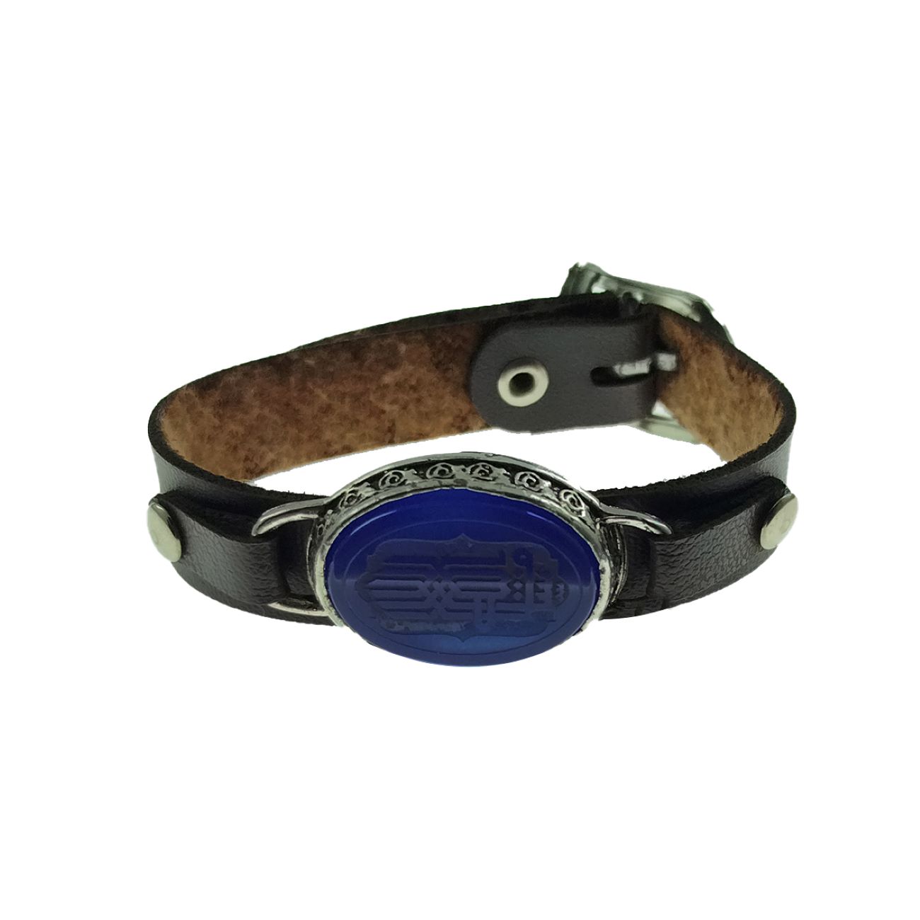 Main image of 伊斯兰皮革玛瑙手链 – 饰有 Mashallah