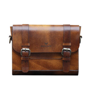 奢华手工皮革肩包 – 深棕色