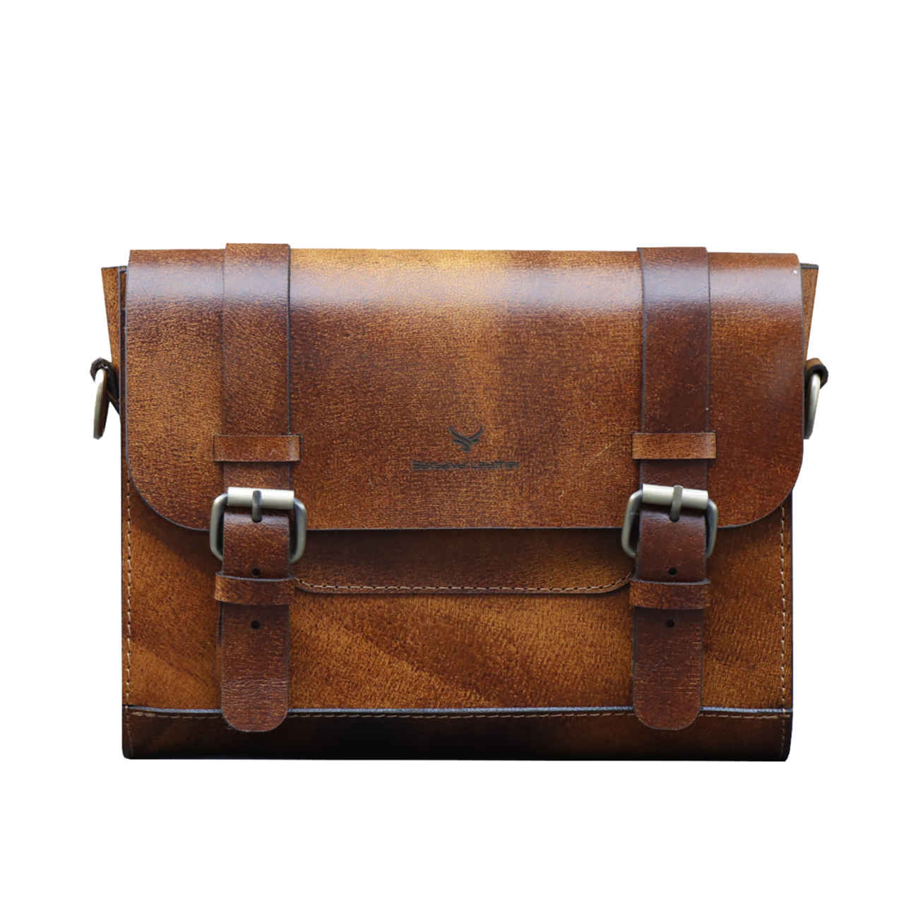 Main image of 奢华手工皮革肩包 – 深棕色