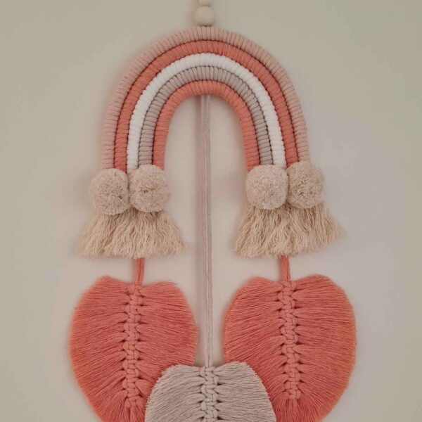 手工编织流苏挂毯艺术墙饰（彩虹图案）