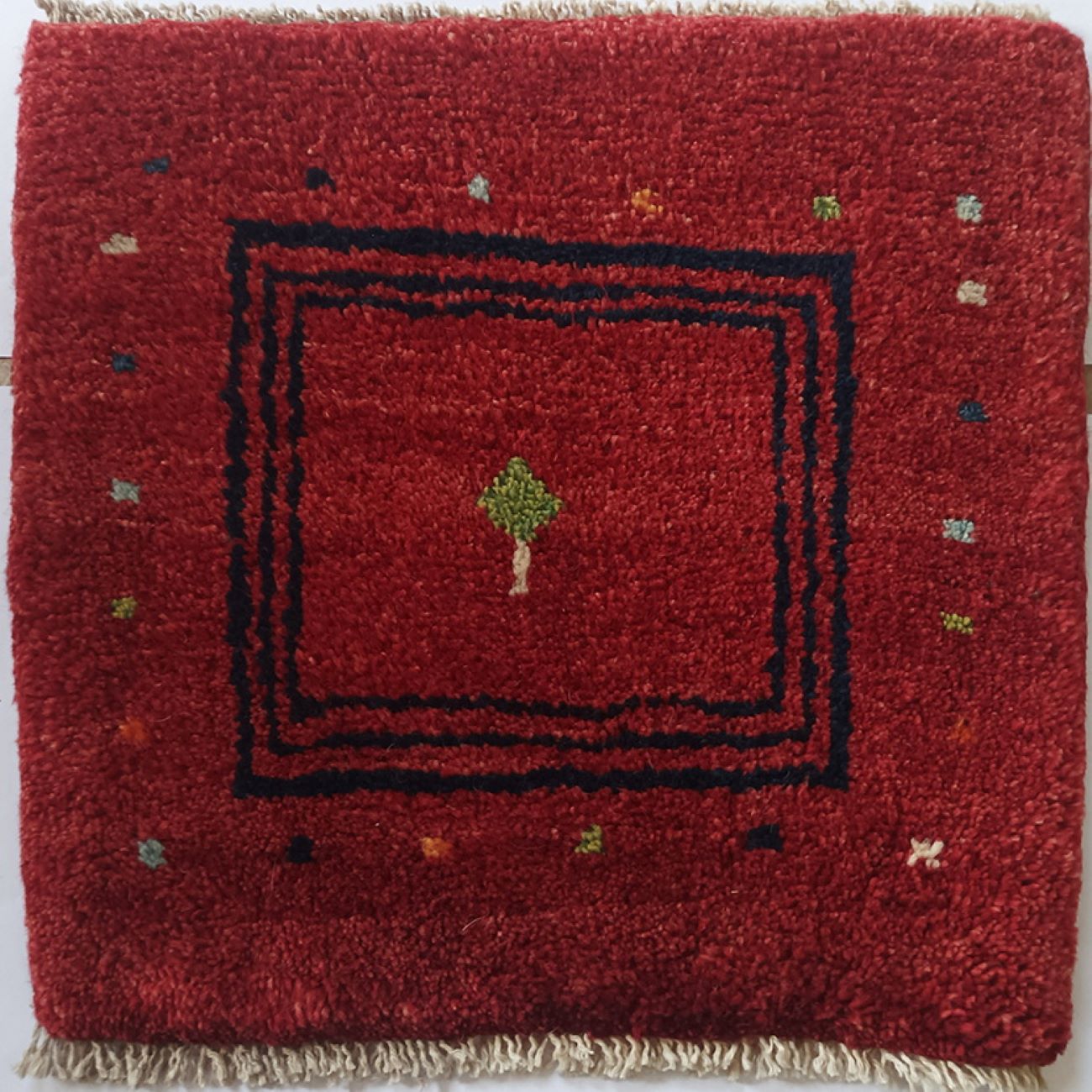 Main image of 波斯加贝毯羊毛地毯 手工编织于法尔斯 几何酒红色