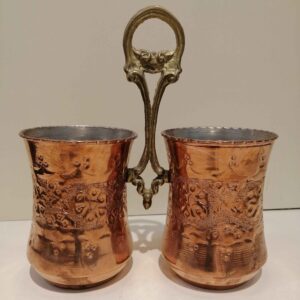 波斯锤纹铜制餐具收纳筒——传统厨房配件