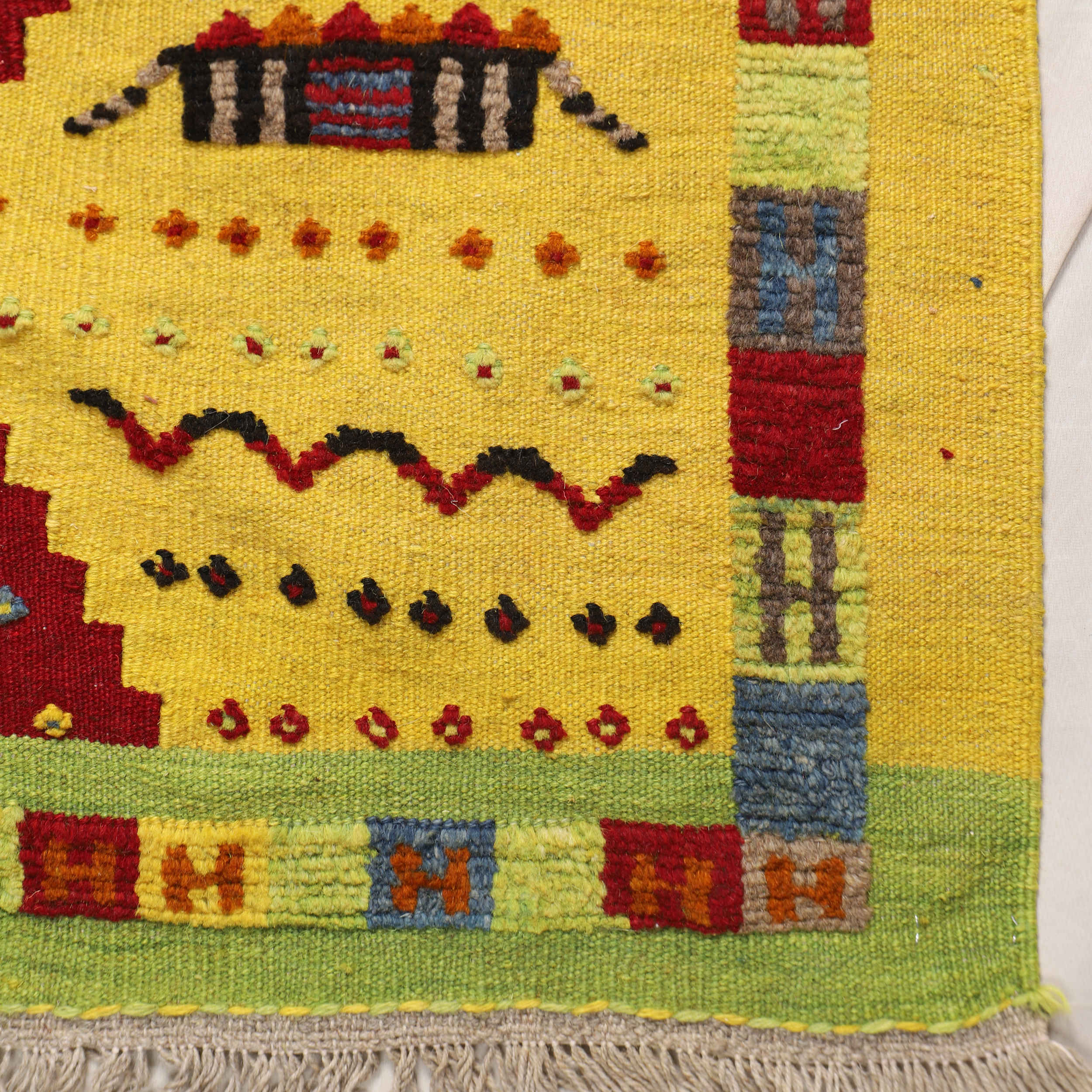 波斯基利姆羊毛地毯 手工编织于法尔斯 动物图案