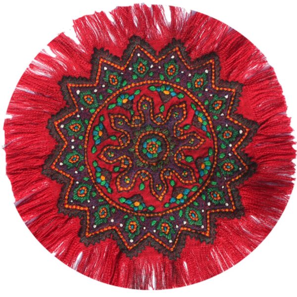 克尔曼刺绣手工波斯帕特桌布 – 红色花卉图案