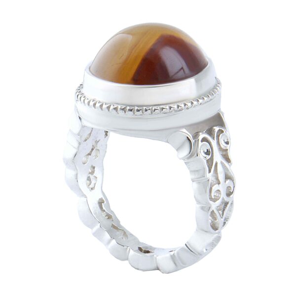 波斯苏莱曼尼哈基克银戒指，男士手工制作