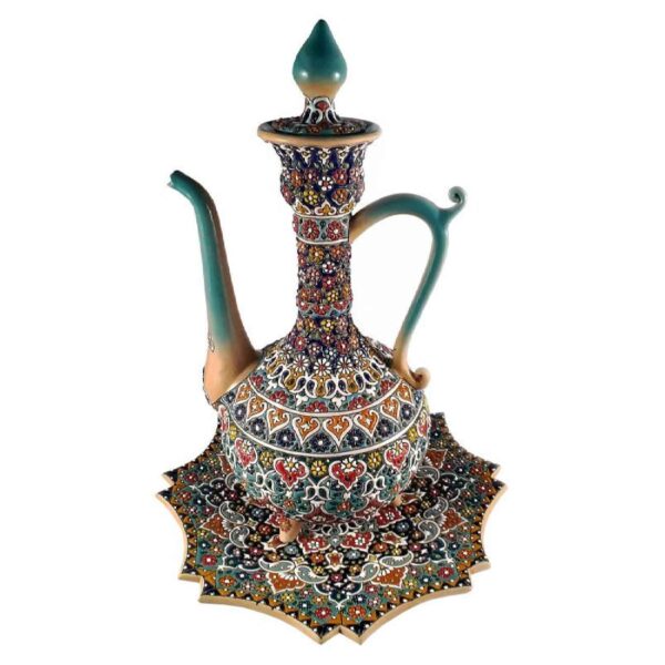 波斯陶瓷玫瑰水喷壶与盘子套装