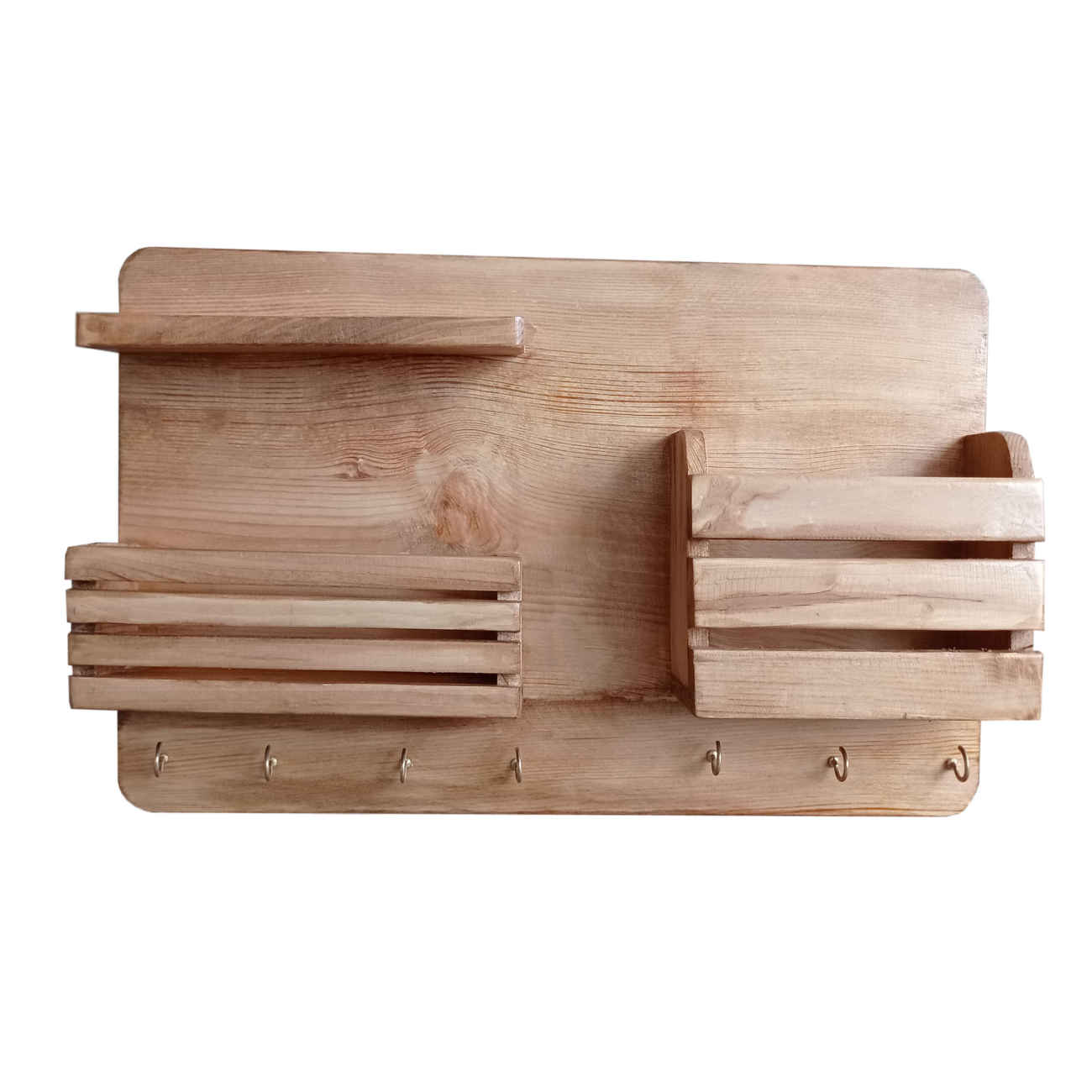 Main image of 木质墙面钥匙挂钩带盒 – 7挂钩