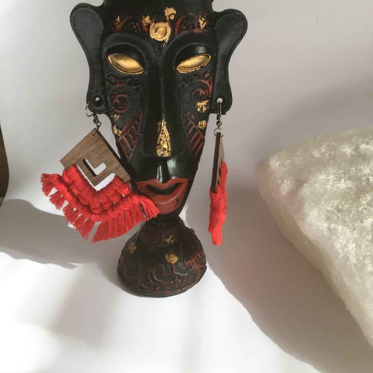 波西米亚风橙色流苏垂坠耳环