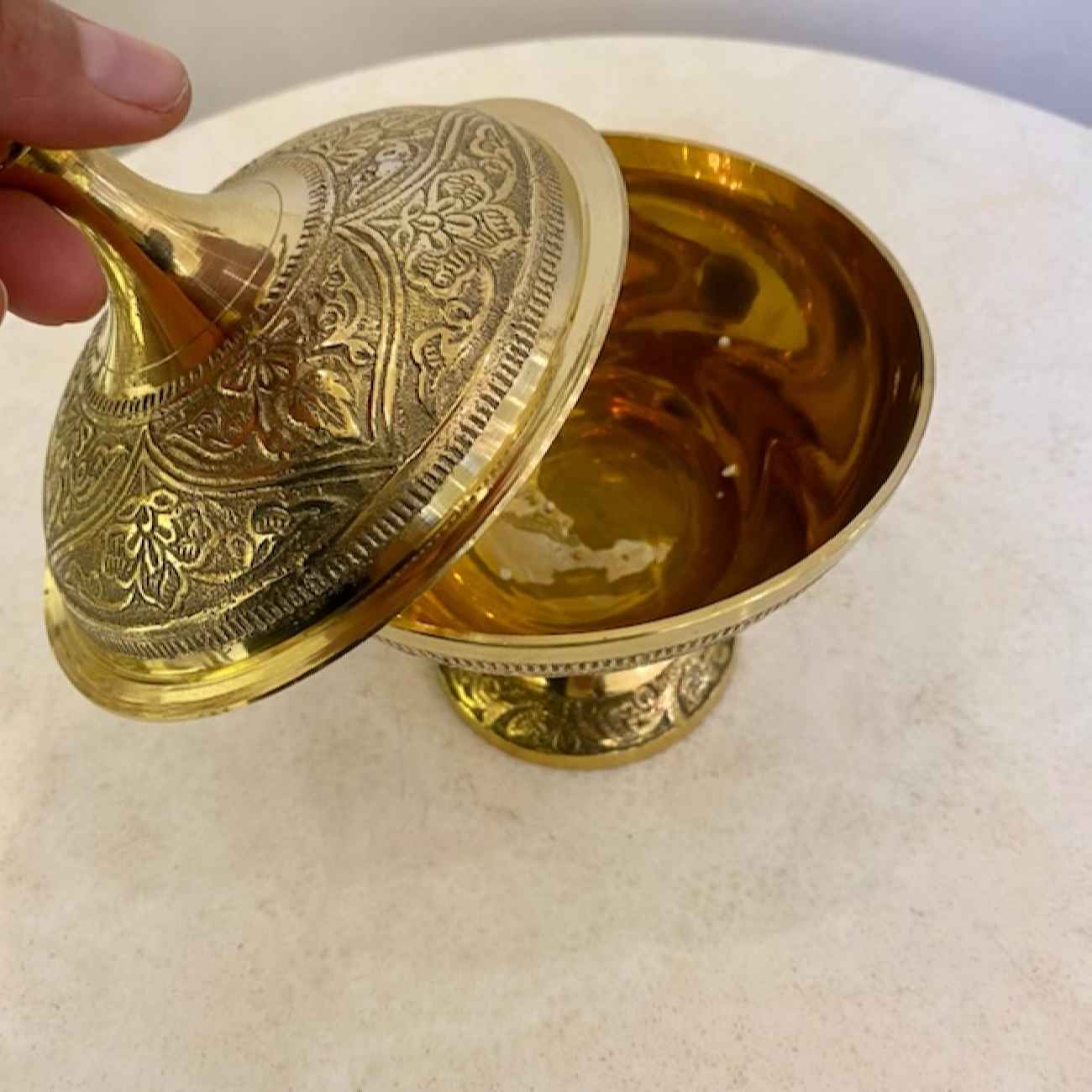 黄铜糖罐——装饰性盖子,带托脚