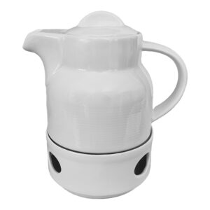 优雅白色瓷质保温茶壶（带加热器）