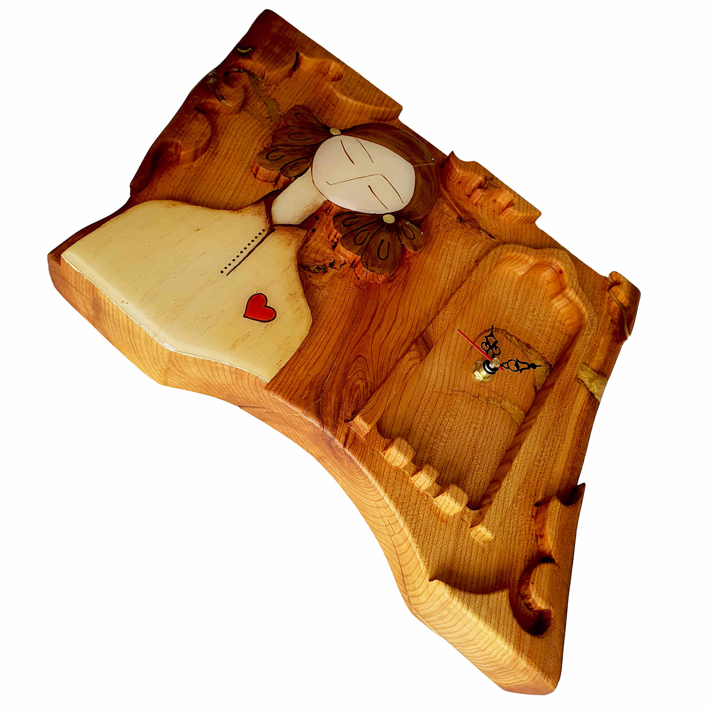 优雅木质座钟 – 女孩造型设计