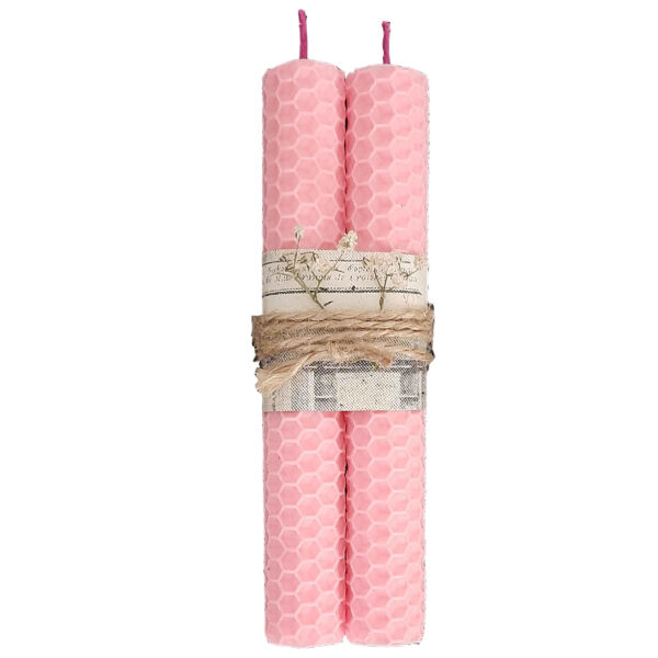 手工天然蜂蜡柱形蜡烛套装（2件）