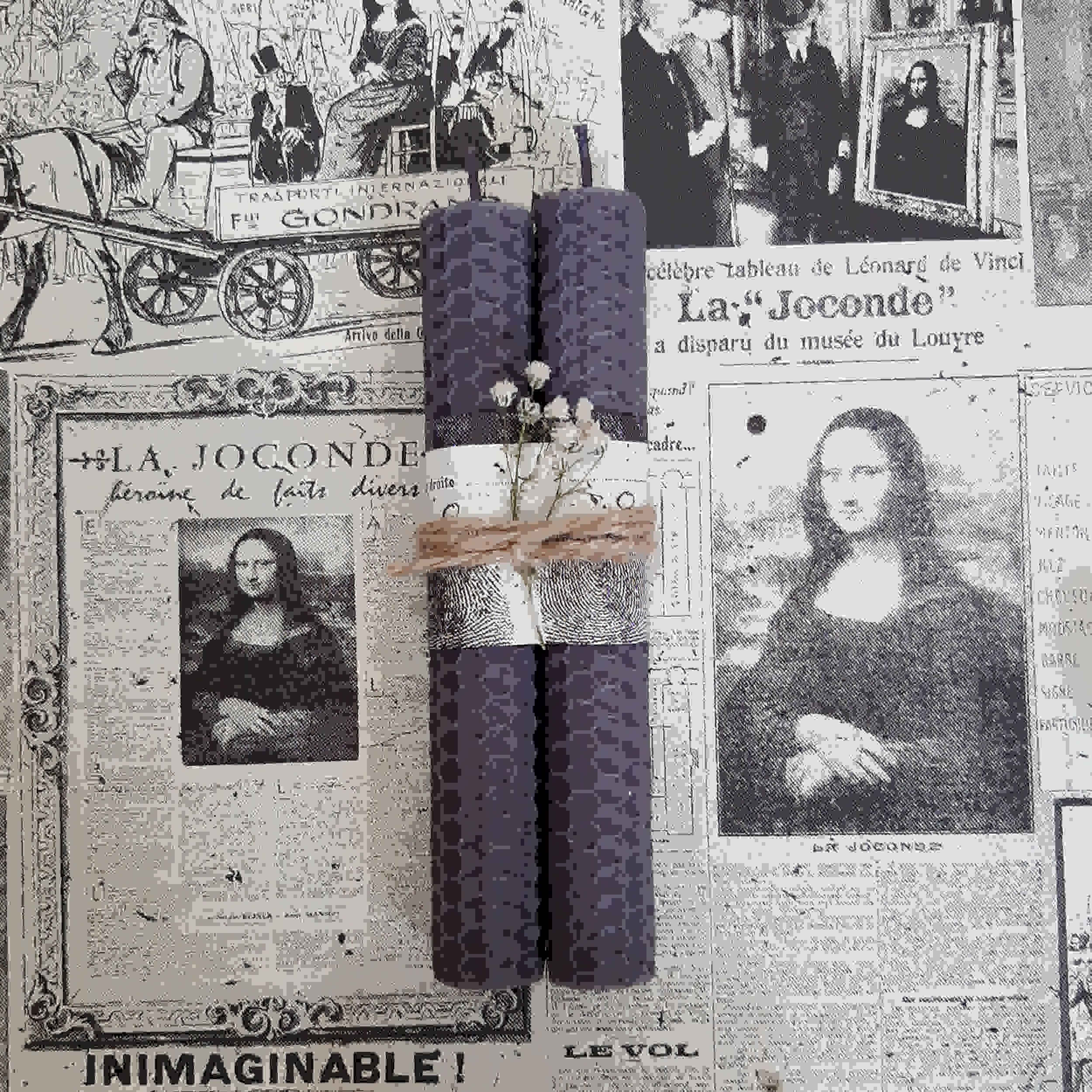 手工天然蜂蜡柱形蜡烛套装（2件）