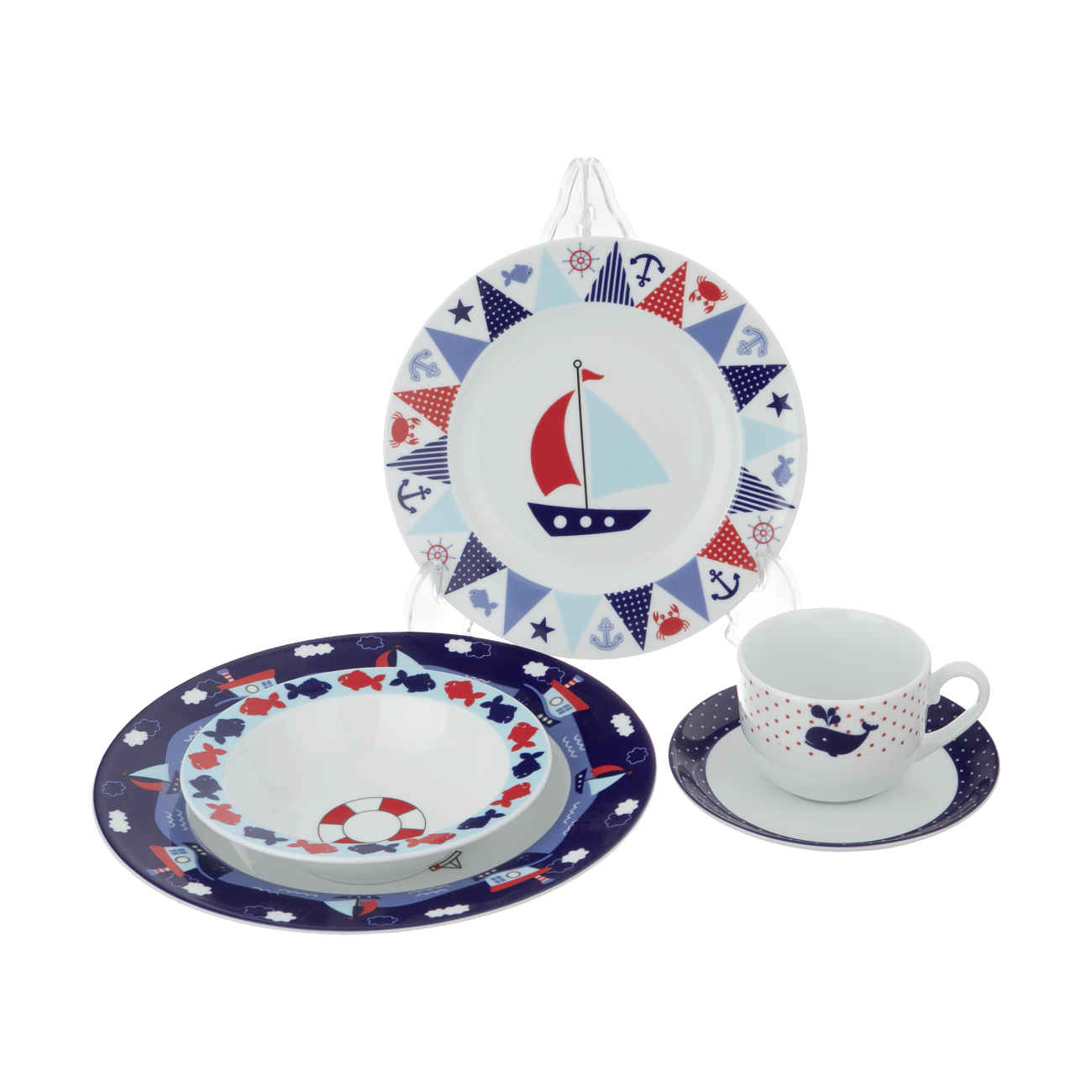 Main image of 伊朗 Zarin Iran 儿童陶瓷餐具五件套 – 小船图案