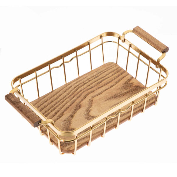 金色木底金属线水果篮