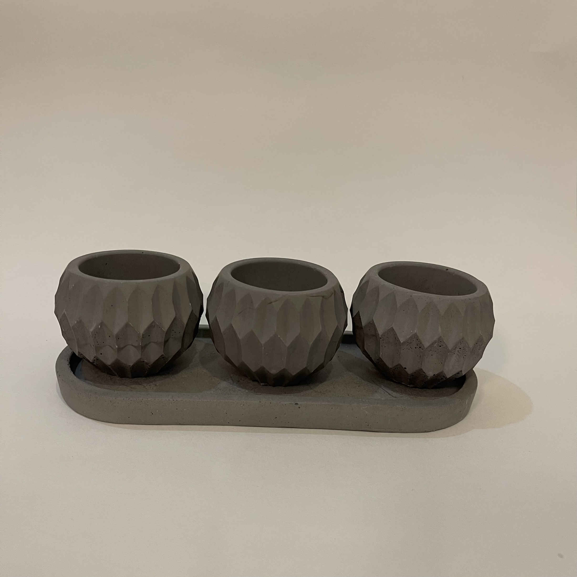 波斯混凝土花瓶 手工 3件套 白色