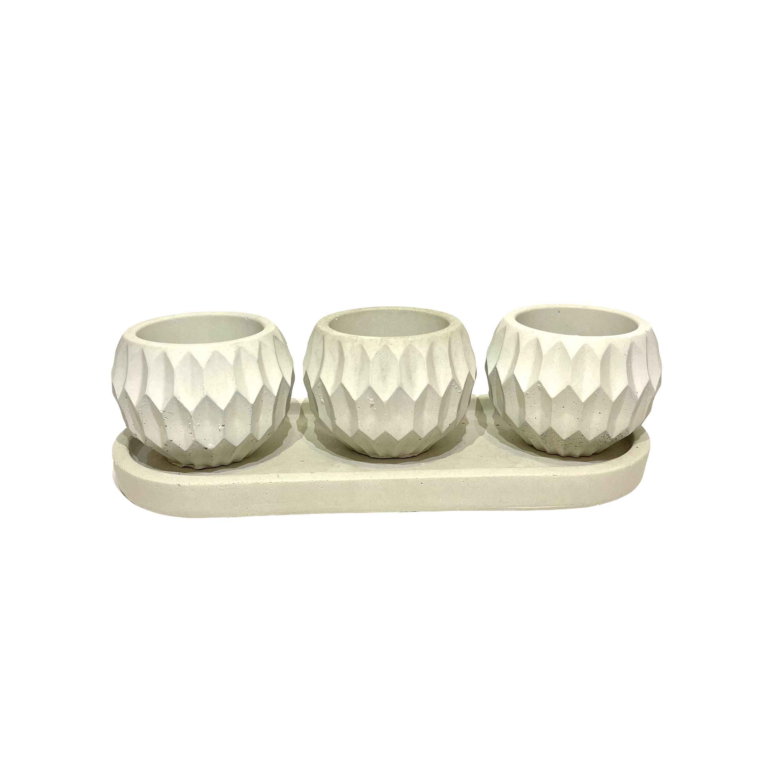 Main image of 波斯混凝土花瓶 手工 3件套 白色